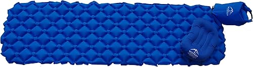wisemen outdoors - Almohada inflable ultraligera para viajes, camping, mochileros, playa. Compresible (almohadilla para dormir, bolsa de inflado y