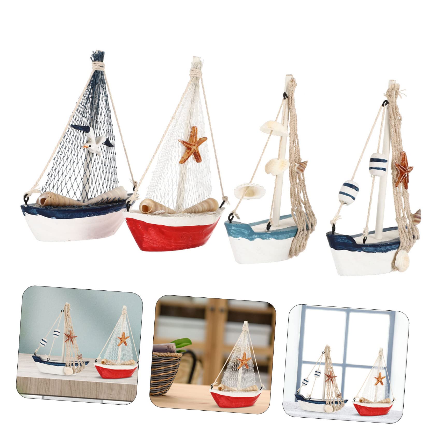 Amazon｜Yardenfun 4個帆船の模型 航海モチーフのインテリア