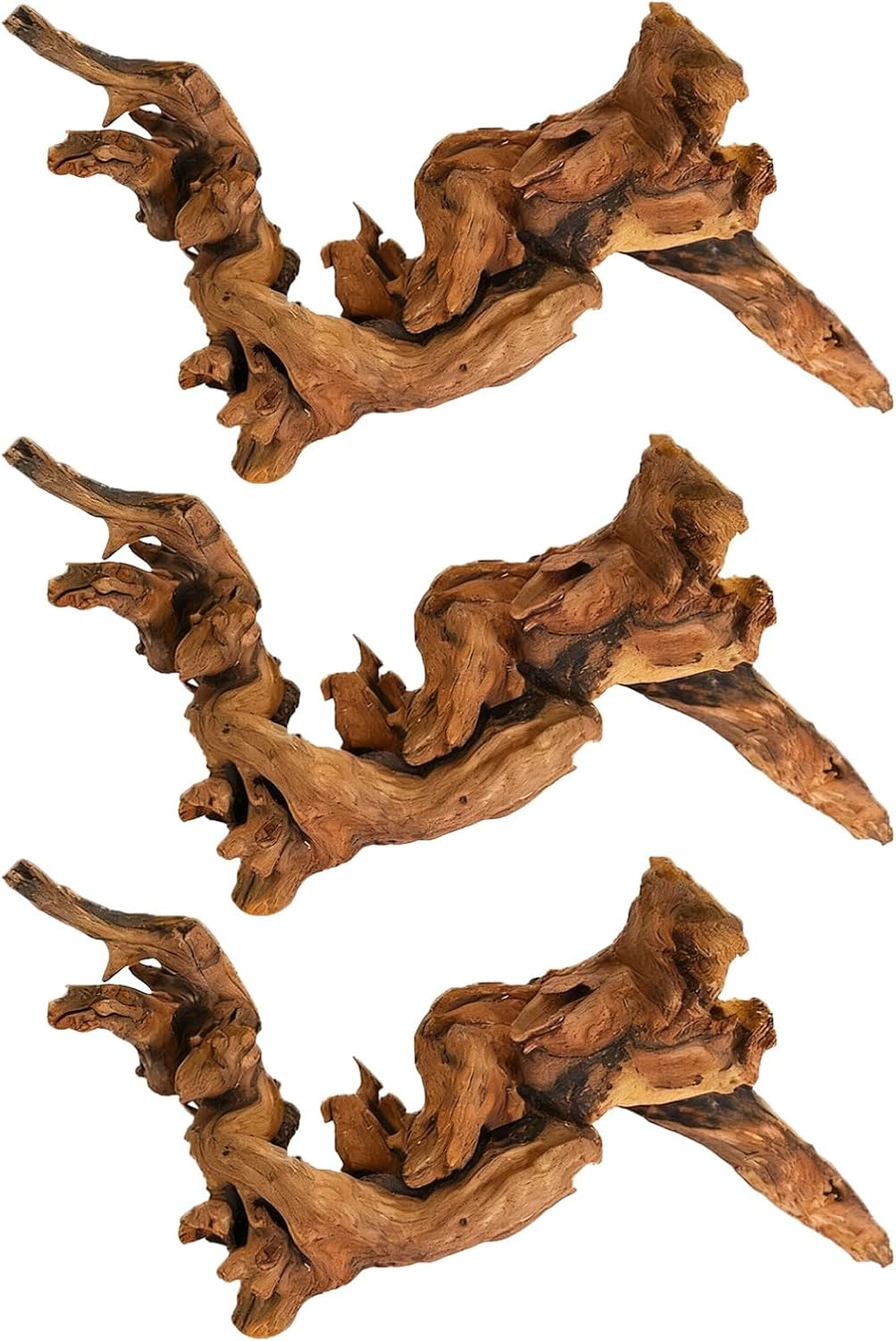 3 Pcs Natural Driftwood for Aquarium, 7.9-9.8 in / 20-25 cm Azalea Root Wood, Assorted Shapes, Reptile Terrarium Decorations, Aquarium Driftwood Freshwater