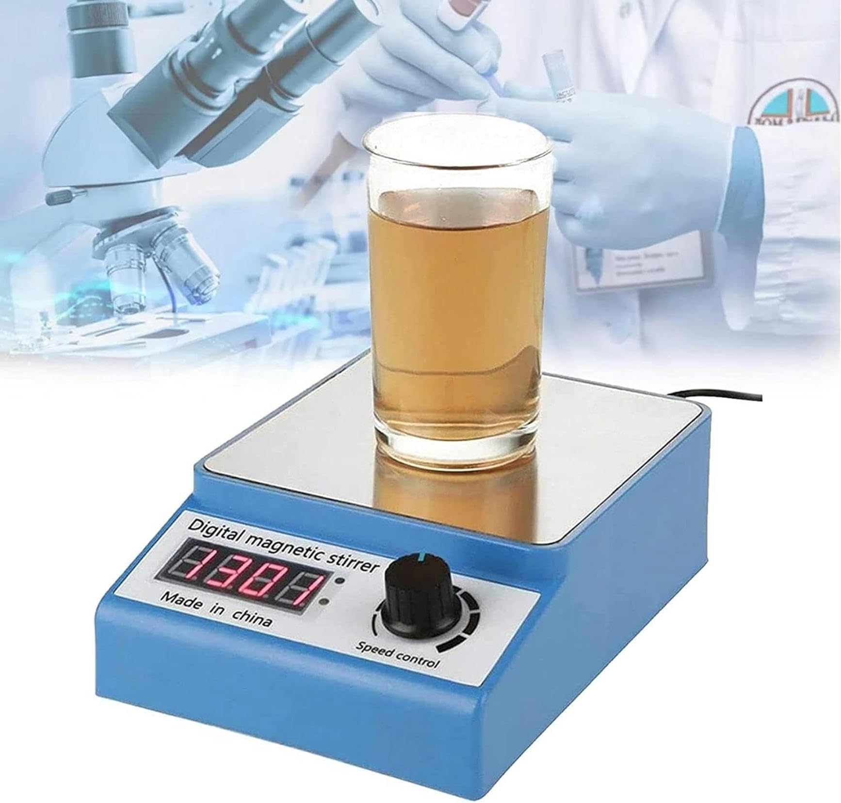 Agitador magnético de 3000 RPM, máquina agitadora de laboratorio digital con capacidad de 3000 ml y barra de agitación para investigación y experimentos en el aula