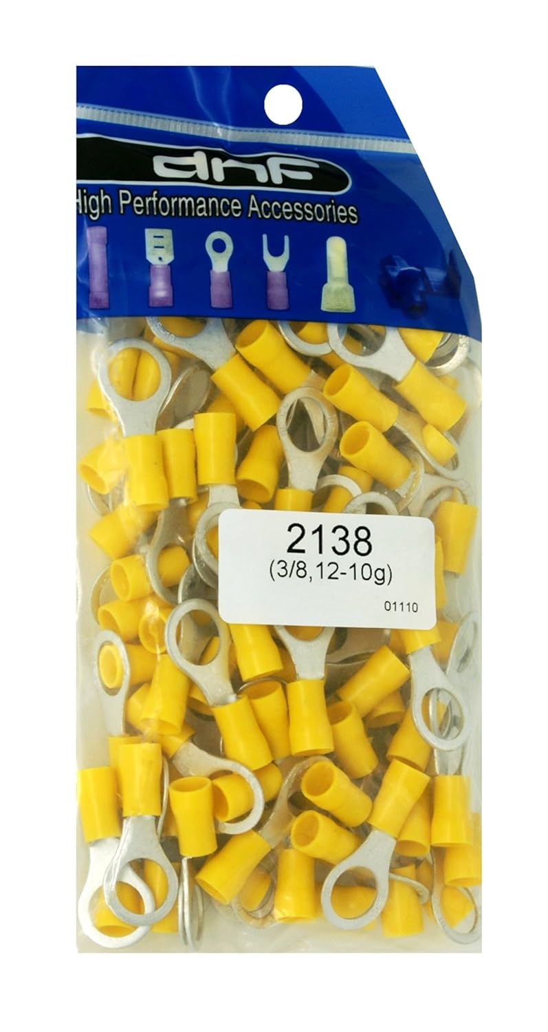 DNF 100 Pack Copper 12-10 Gauge Yellow Ring Terminals Electrical Wire Connectors 3/8