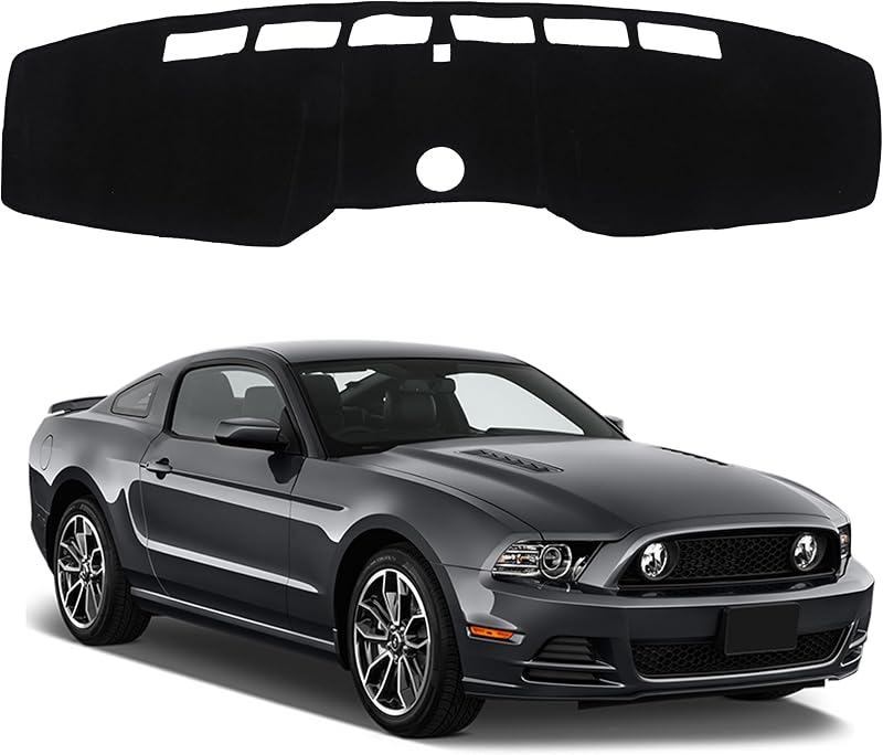 Capa para painel YYCKE compatível com Ford Mustang 2015–2023, tecido preto com base antiderrapante, VR260