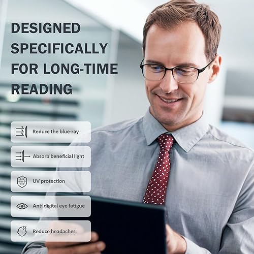 Miniatura 6 de AQWANO. - 4 pares de lentes de lectura para computadora, para bloqueo de luz azul, ligeros, flexibles, TR90, lentes irrompibles para mujeres y
