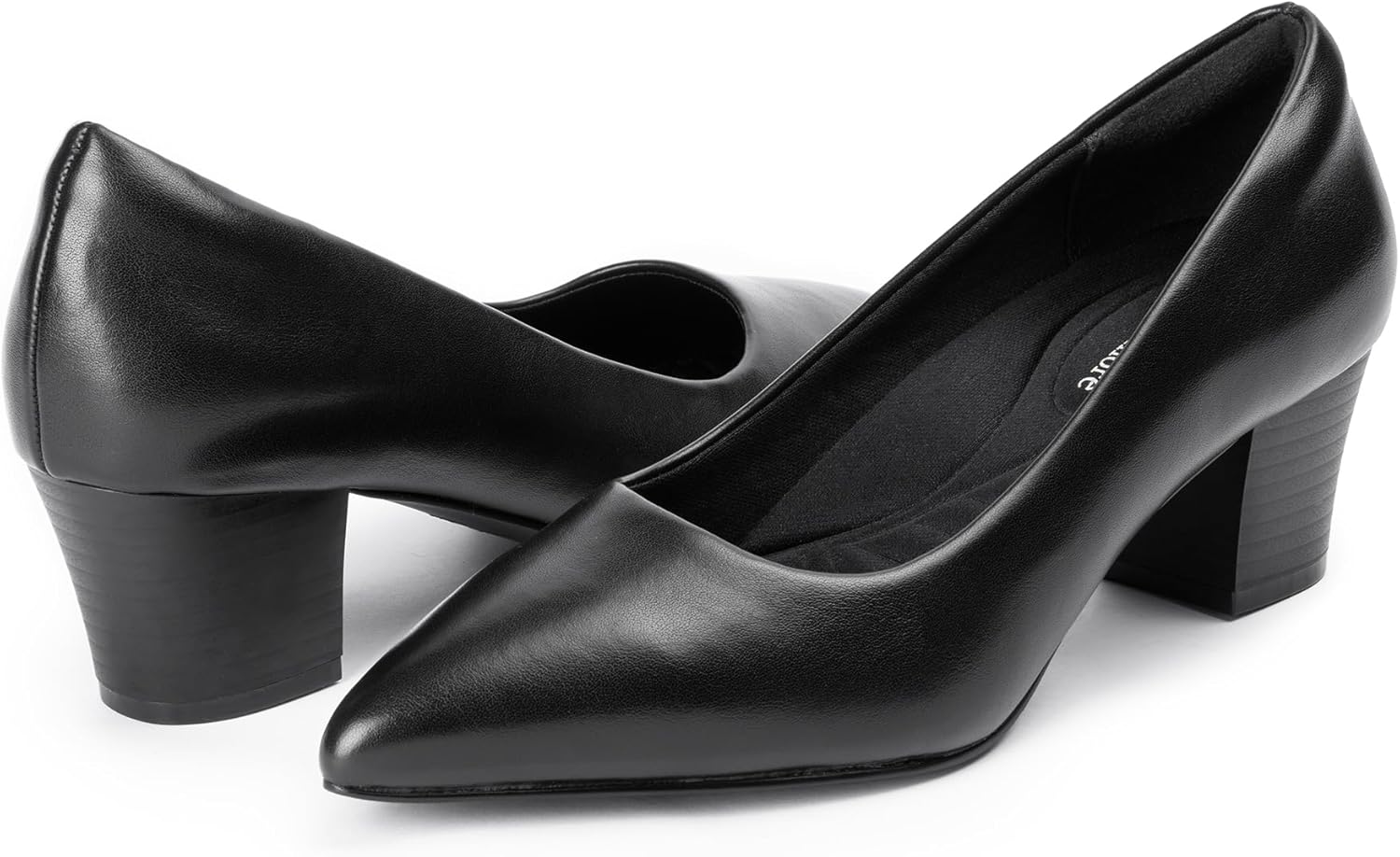 Heels for Women with Arch Support, Low Chunky Block Closed Toe Heels,Comfortable Pointed Toe Dress Office Slip on Pumps Shoes - Image 3