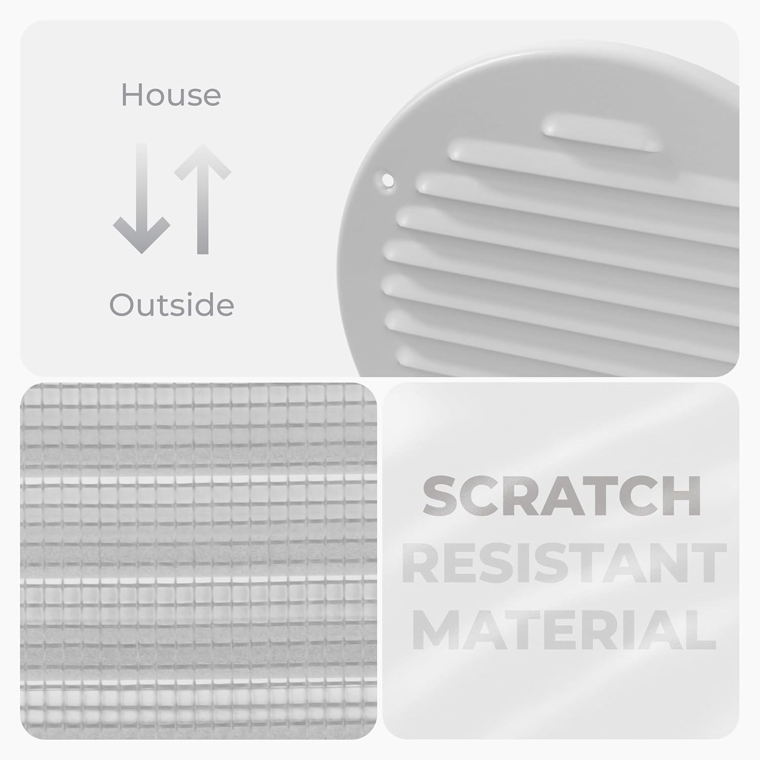 5-Pack 4 Inch (Opening size) Scratch Resistant White Air Vent Cover - Round Galvanized Steel HVAC Louvered Grille with Mesh Screen - Register Vent deflector for Bathroom, Kitchen, Home, Garage