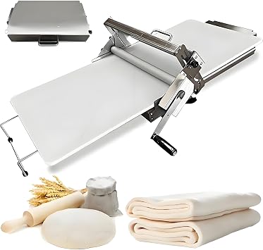 Folding Dough Sheeter Machine, Manual Dough Rolling Machine, Stainless Steel Table Top Dough Roller with 11.8"/15.7" Boards, 0-25mm Adjustable Thickness, For Making Fudge Crust, Pizza Dough,60x30cm