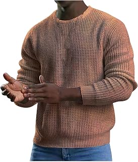 Oversize Sweatshirt Shirts For Men Soft Long Sleeve Knit Sweater T Shirt Mens Casual Round Neck Red Pullover Tee Shirt Comfortable Solid Color Basic Tops Gym Golf Sports Workout Shirts Sweatshirt Men
