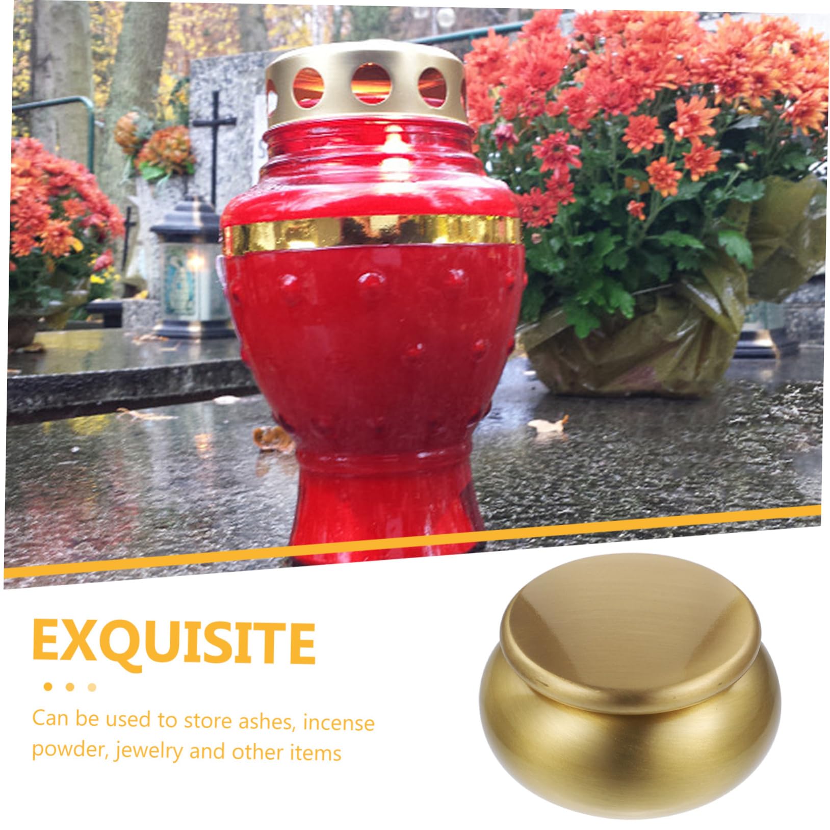minkissy Urna de Cremación Pequeña de Cobre Dorado Buen Sellado, Diseño Simple y Elegante, para Guardar Cenizas en Hogares y Cementerios