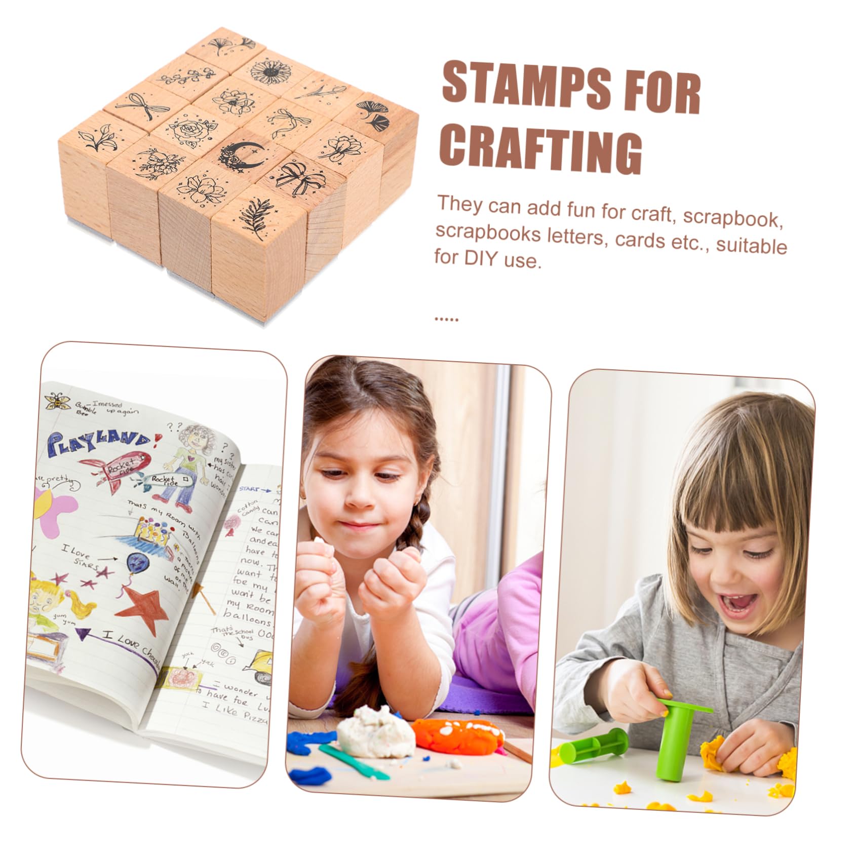 HOMSFOU 4 Sätze Kinderstempelblöcke Zahlenstempel Nach Maß Geburtstag Personalisierte Kinderstempel Journaling Namensstempel Blumenstempel Blumen Klare Stempel Etiketten 16 Stück * 4