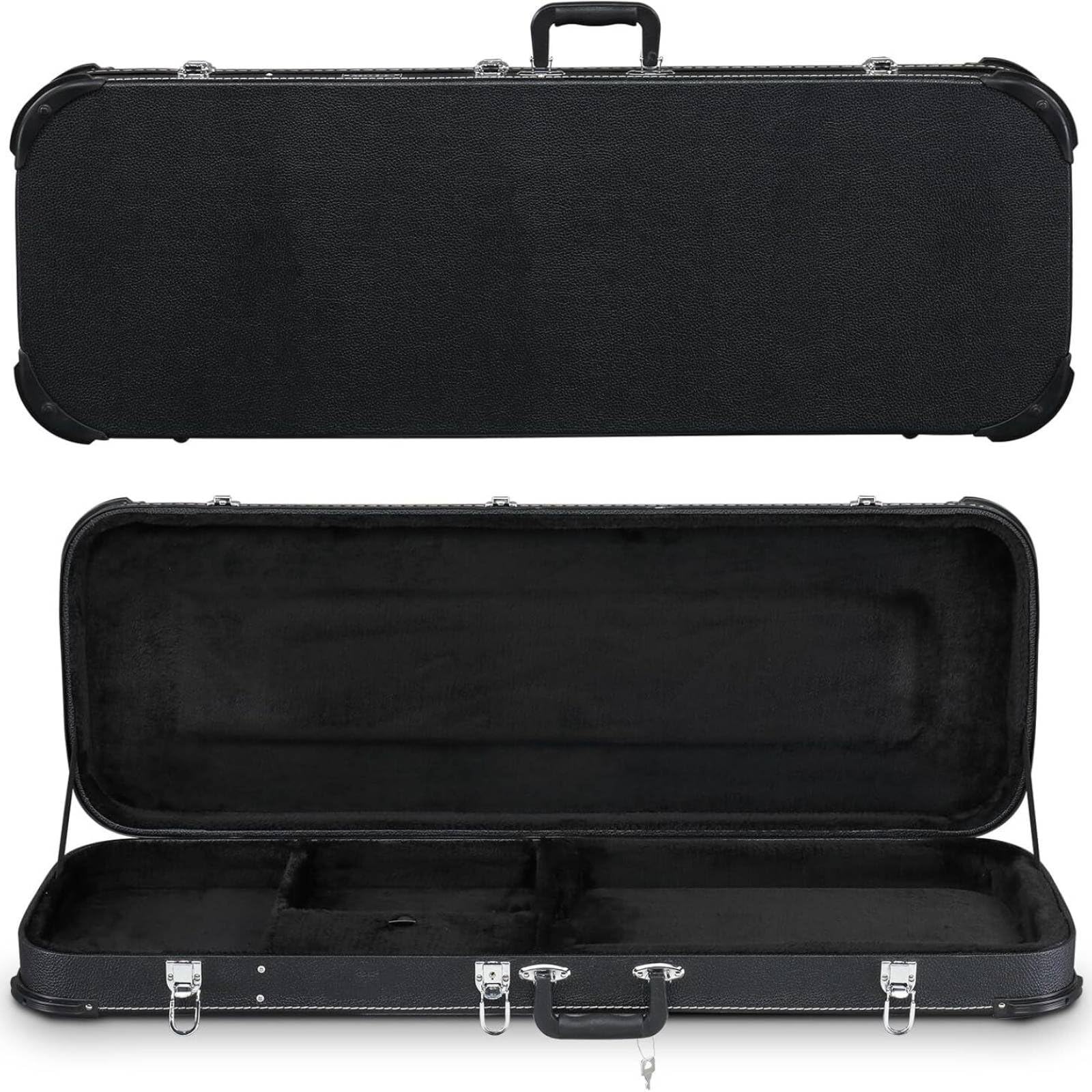 Custodia Rigida per Chitarra Elettrica Valigetta Strutturata Scatola Strumento Astuccio Protettivo in PU E Legno con Manico E Chiusura Adatta per Prove Lezioni Viaggi, Array, Blu