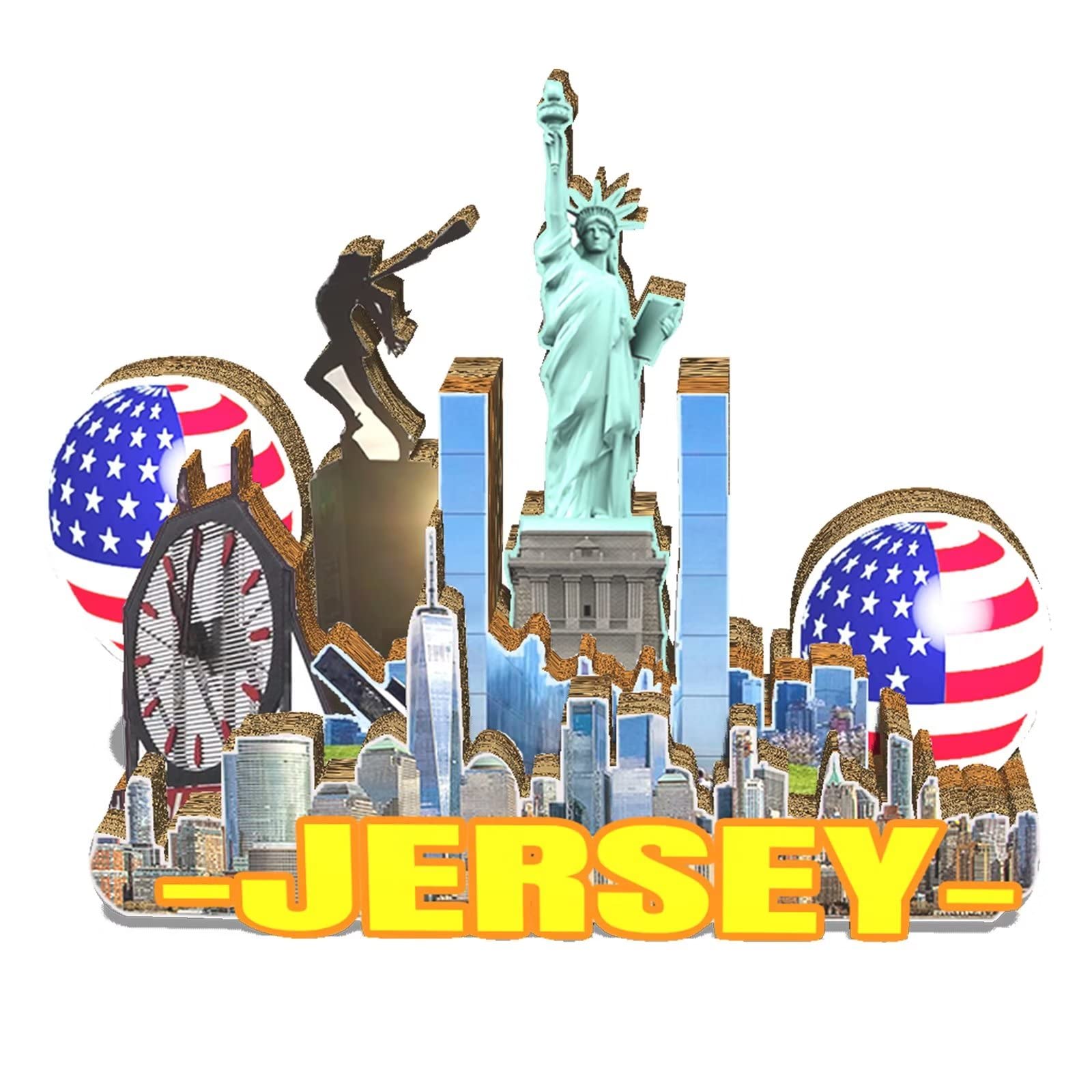 USA Jersey City Landmark Fridge Magnet - Handmade Wooden 3D Souvenir For Travel Collection - View #10