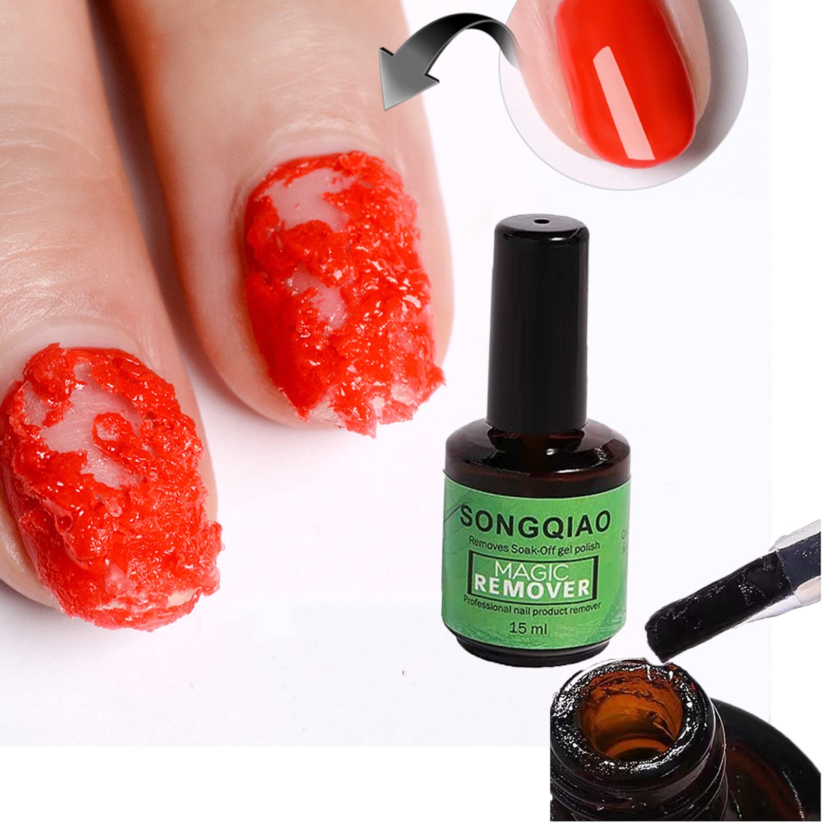Nail-popping glue professional gel nail polish remover can remove soaked gel nail polish in 3-5 minutes quickly burst clean and harmless easy to use and does not hurt nails 15ml