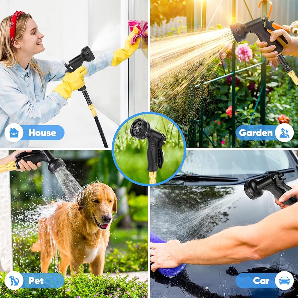 Gartenschlauch Flexibel,Wasserschlauch Flexibel 45m Maximal,Flexschlauch Garten mit 8 Sprühfunktionen,1/2" 3/4" Adapter und WandhalterungKnickfrei,für Gartenbewässerung,Autowäsche,etc