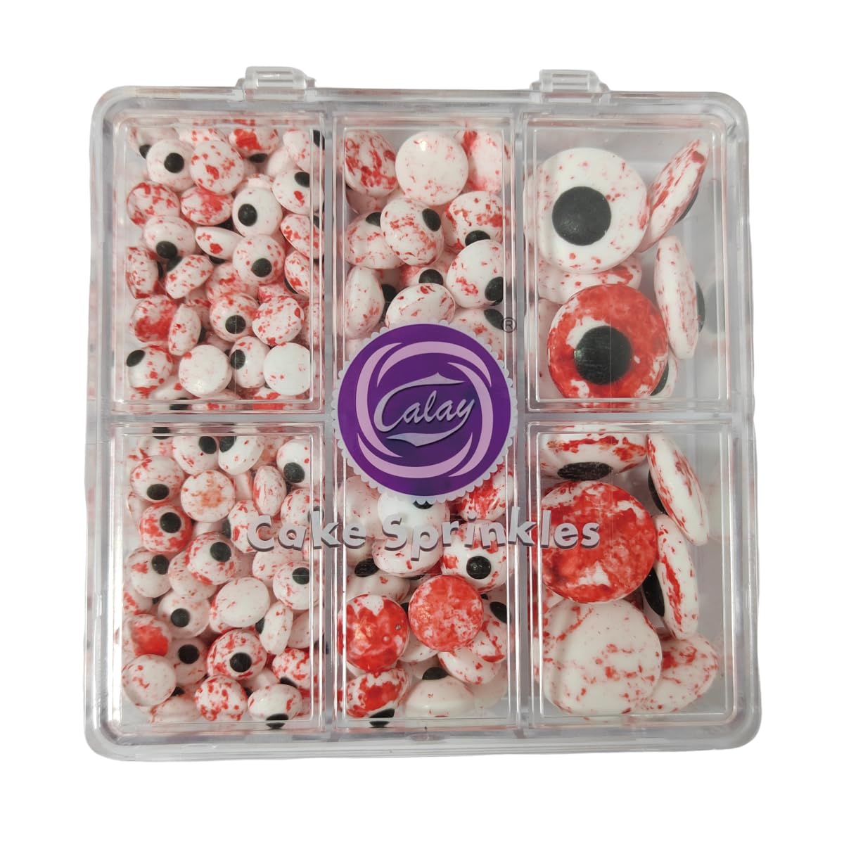 Essbare Zuckeraugen, Blutige Augenbälle, Zuckerdekor Augen zum Verzieren von Cookies, Muffins, Cupcakes, Geburtstags-Torten, Geburtstags-Kuchen, für Halloween, Weihnachten und Geburtstage