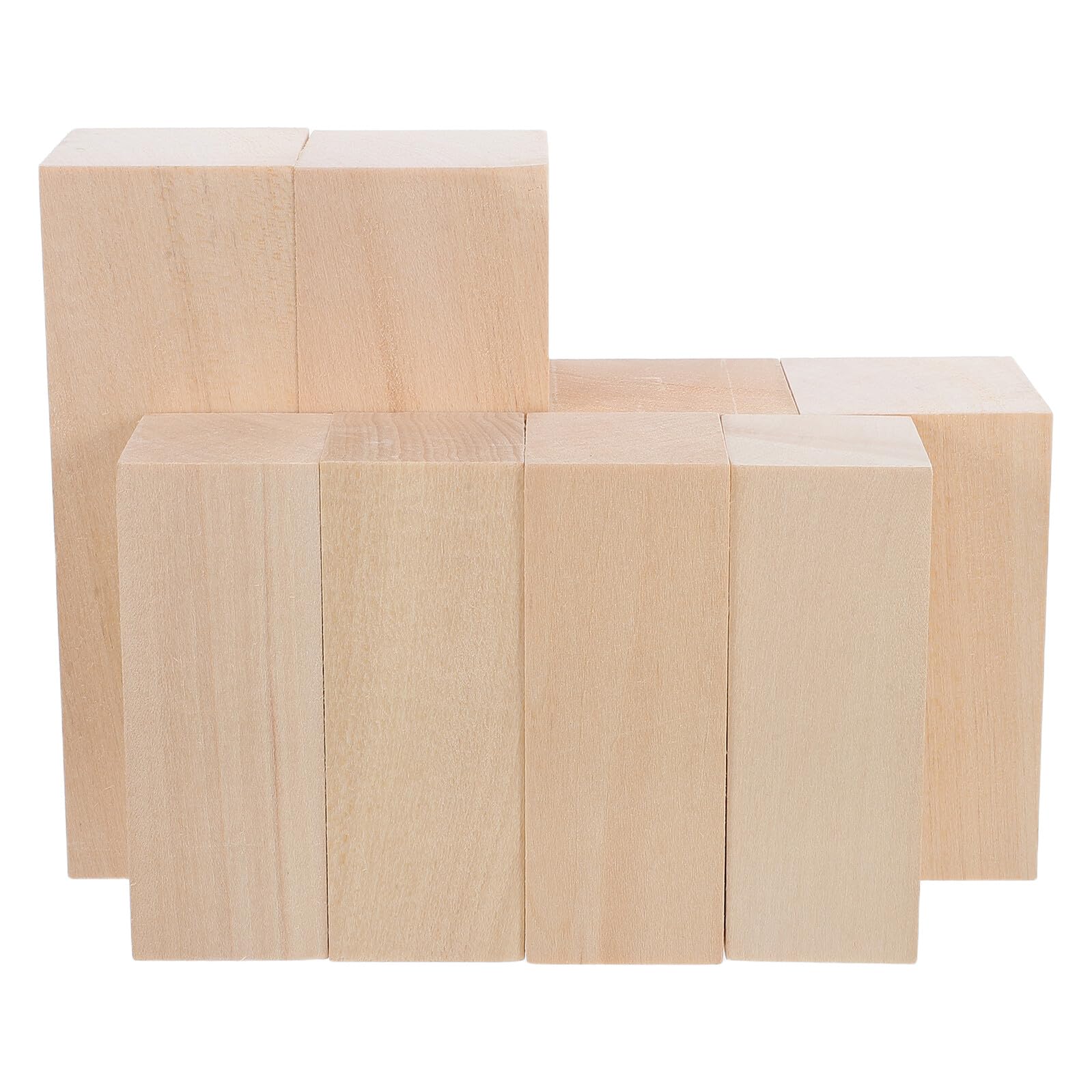 Bloques de Madera de Tilo Blanda para Tallar, 8 Piezas (4 de 10x3.8x3.8 Cm, 2 de 10x5x5 Cm, 2 de 15x5x5 Cm), Bloques Cuadrados sin Terminar para Manualidades y Proyectos