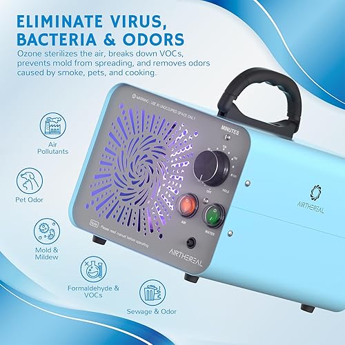 Miniatura 4 de Airthereal Generador de ozono de agua MA25L - Máquina de ozono de modo dual para purificación de agua y aire, máquina de ozono de alta capacidad de