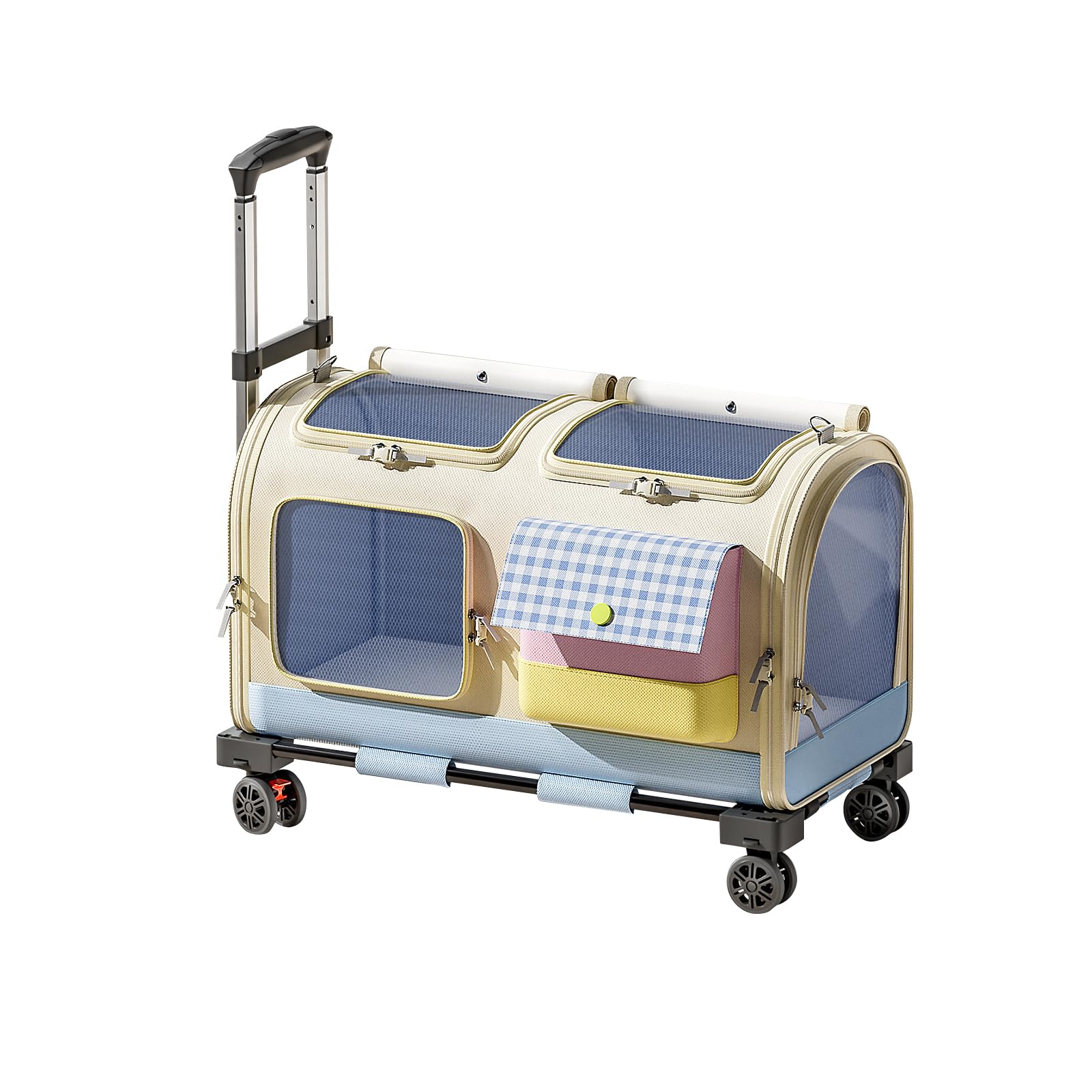 Galatée Cochecito para Mascotas, Mochila para Perros con Ruedas, Bolsa De Viaje 2 En 1 para Gatos, Bolsa Plegable para Perros para Viajes, Camping y Actividades Al Aire Libre(Azul)
