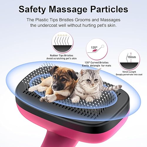 Miniatura 2 de Cepillo deslizante de autolimpieza para eliminar perros y gatos de pelo largo y corto, elimina el nudo suelto que se enreda, tapete de piel, cepillo