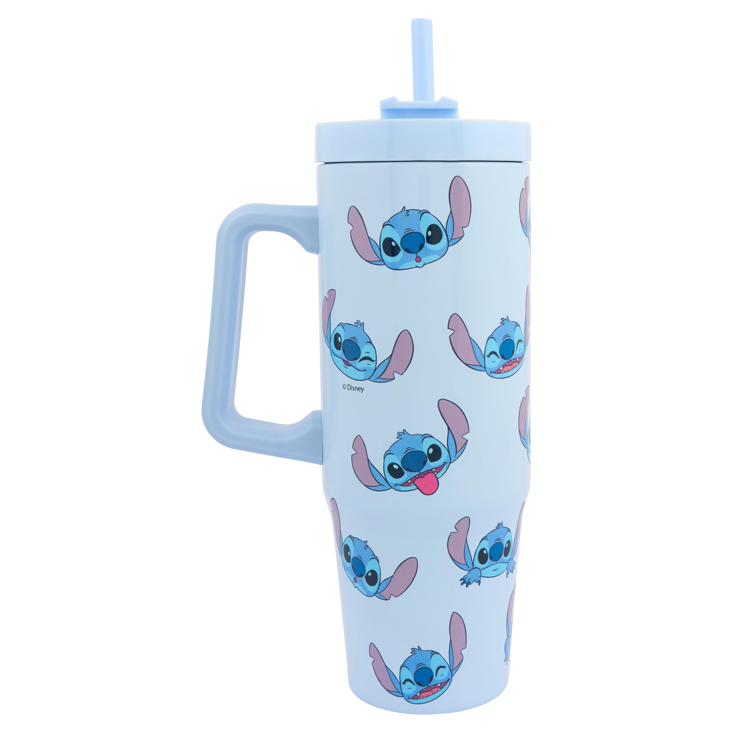 Disney Polar Gear Stitch 900ml Insulated Tumbler with Straw and Lid | Double Wall Stainless Steel Cup