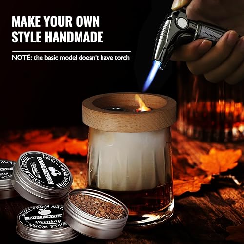 Miniatura 2 de Kit de ahumador de cóctel con antorcha, chips de madera de 4 sabores, regalos de whisky de cóctel a la antigua moda para hombres, accesorios de