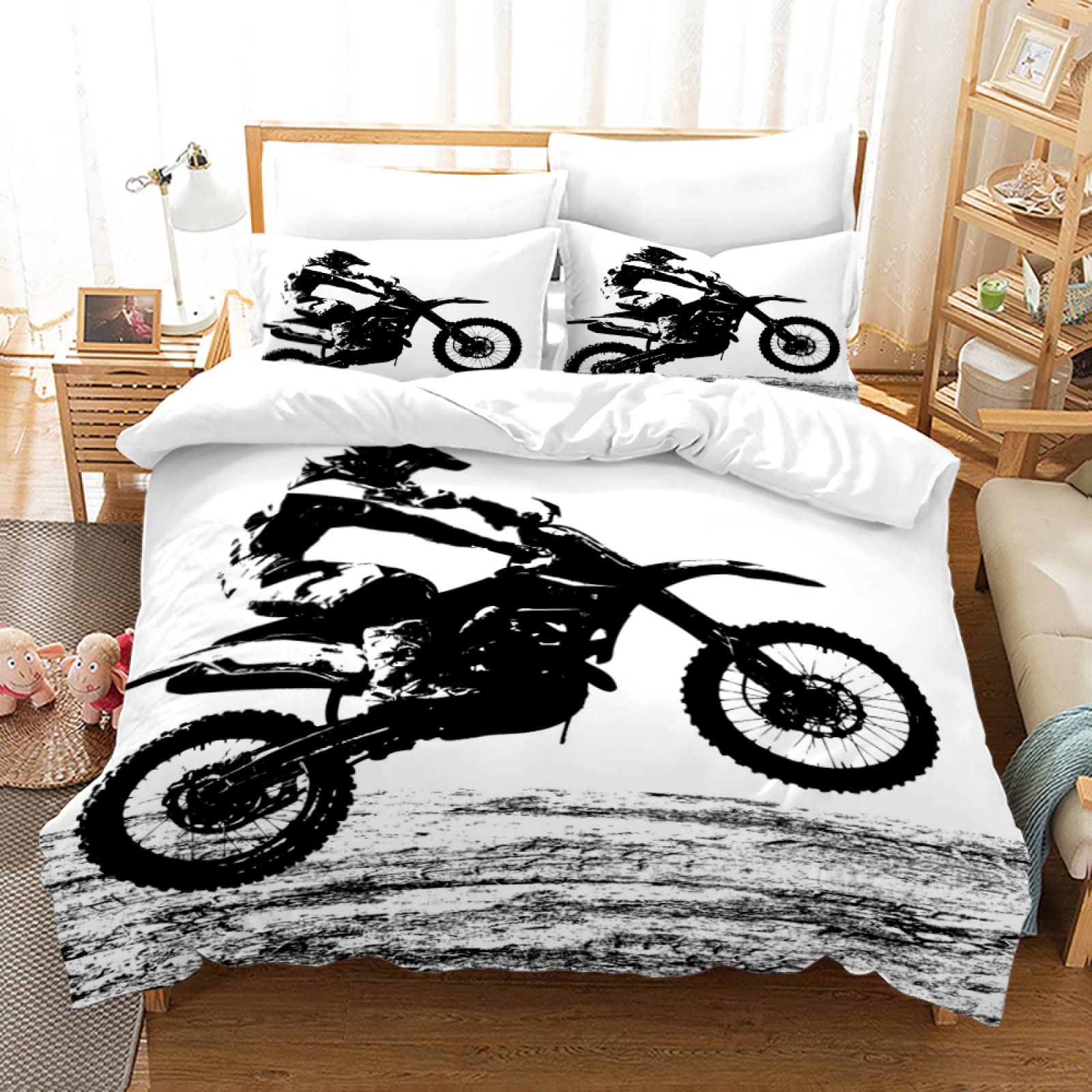 Housse de couette 240x260 moto pour transformer l'ambiance de votre chambre adulte