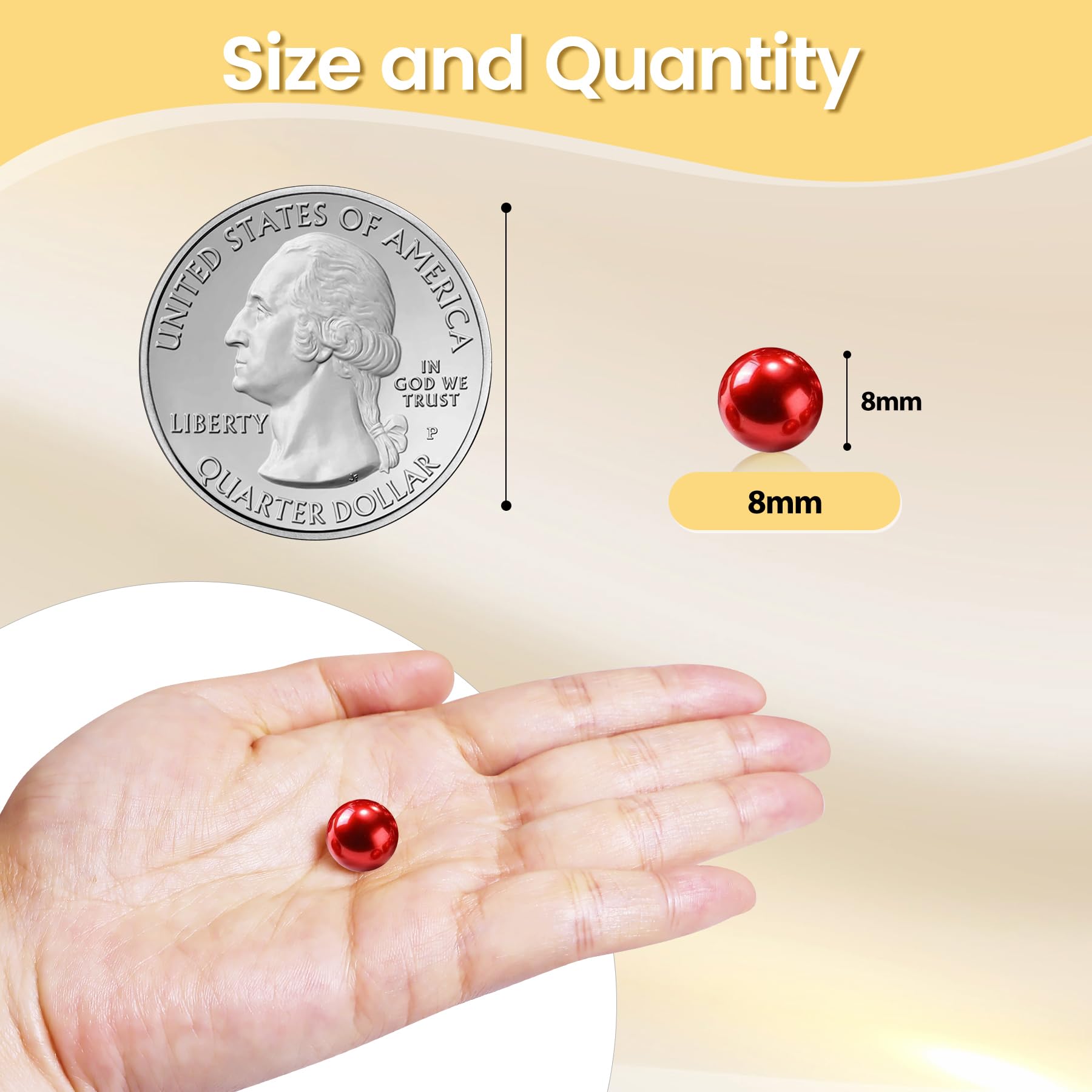 Condition photo showing New/Like New for 1400pcs red vase filler pearl beads for crafting 8mm beads no holes decor suitable for wedding decor, party decorations, centerpiece table decorations