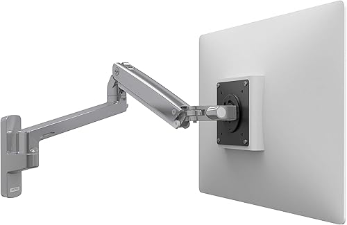 Ergotron Brazo de monitor único MXV, montaje en pared VESA - para monitores de hasta 34 pulgadas, 7 a 20 libras - Aluminio pulido