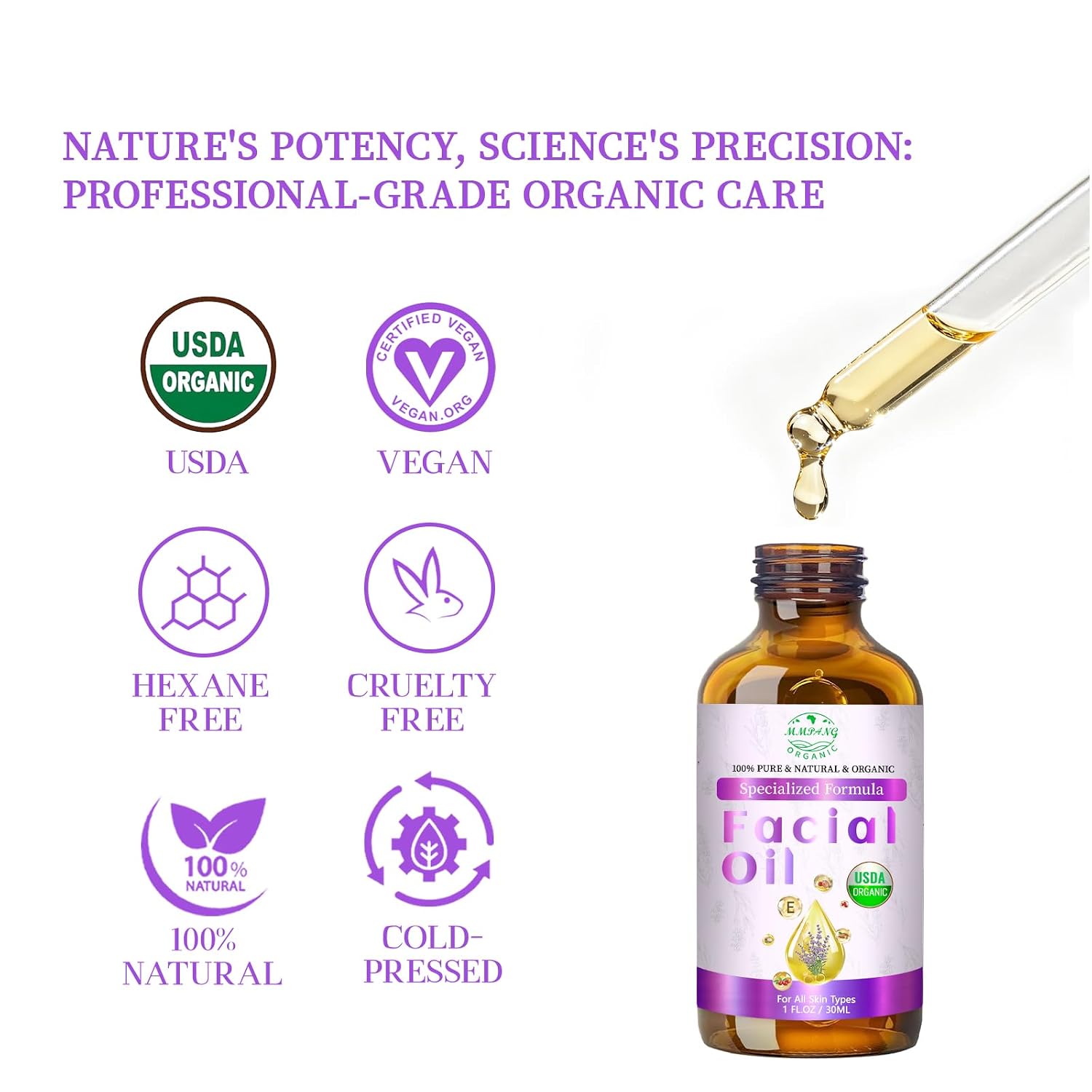 Organic Face Oil for Women, Facial Oil With Rosehip & Vitamin E for Skin | USDA Cold Pressed Anti-Aging Face Oil With Frankincense, Pomegranate For Dry Skin, Moisturizing &Brightening, Gua Sha Massage