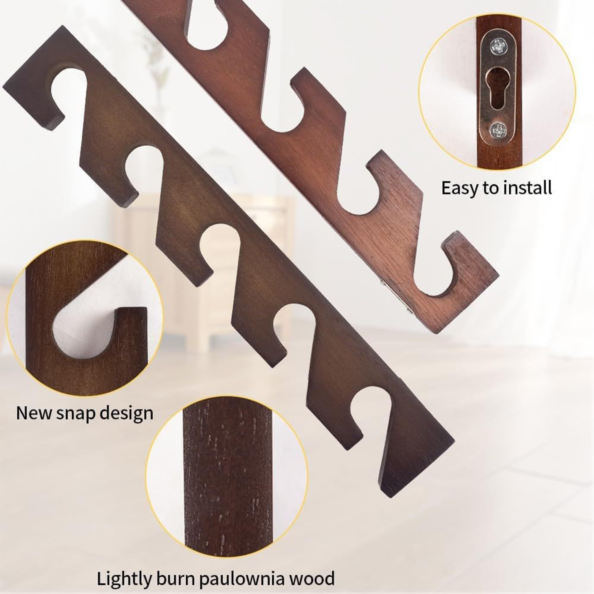 JDL LUCKY LIFE Hat Rack Organizer Wooden Hanging for Wall, Hat Rack Organizer for Closet, Baseball Caps, Wall Mounted Hat Organizer (Brown), 2024061703A