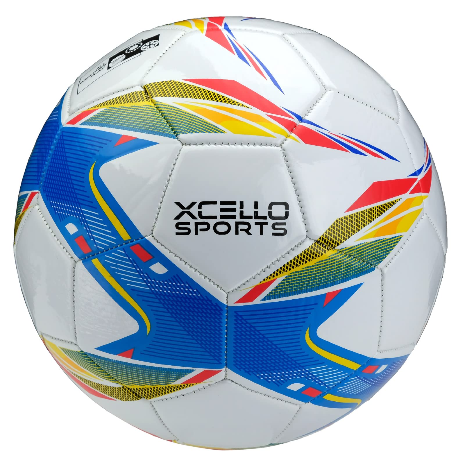 Xcello Sports Balón de fútbol tamaño 4 gráficos surtidos con bomba (paquete de 2)