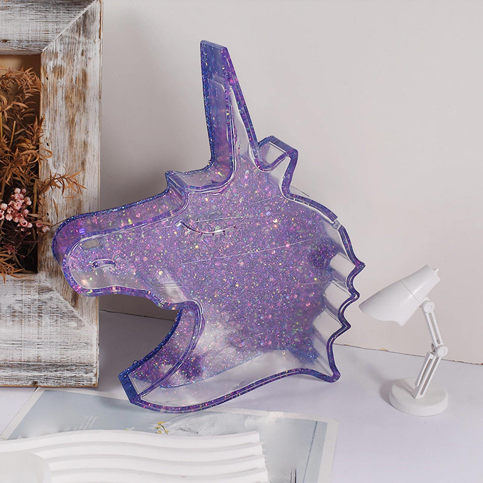 Molde de silicona para hucha de unicornio, decoración de mesa, molde para monedas, caja de almacenamiento, resina, yeso, herramienta de manualidades, moldes de resina epoxi fáciles de limpiar, únicos