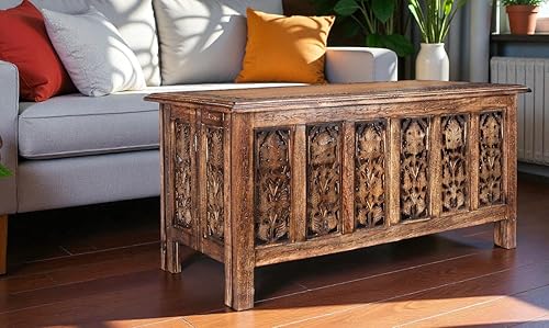 Miniatura 6 de Mesa auxiliar rectangular de madera, mesa de centro vintage de madera, mesa de centro de madera moderna, mesas auxiliares, mesa de entrada, mesa