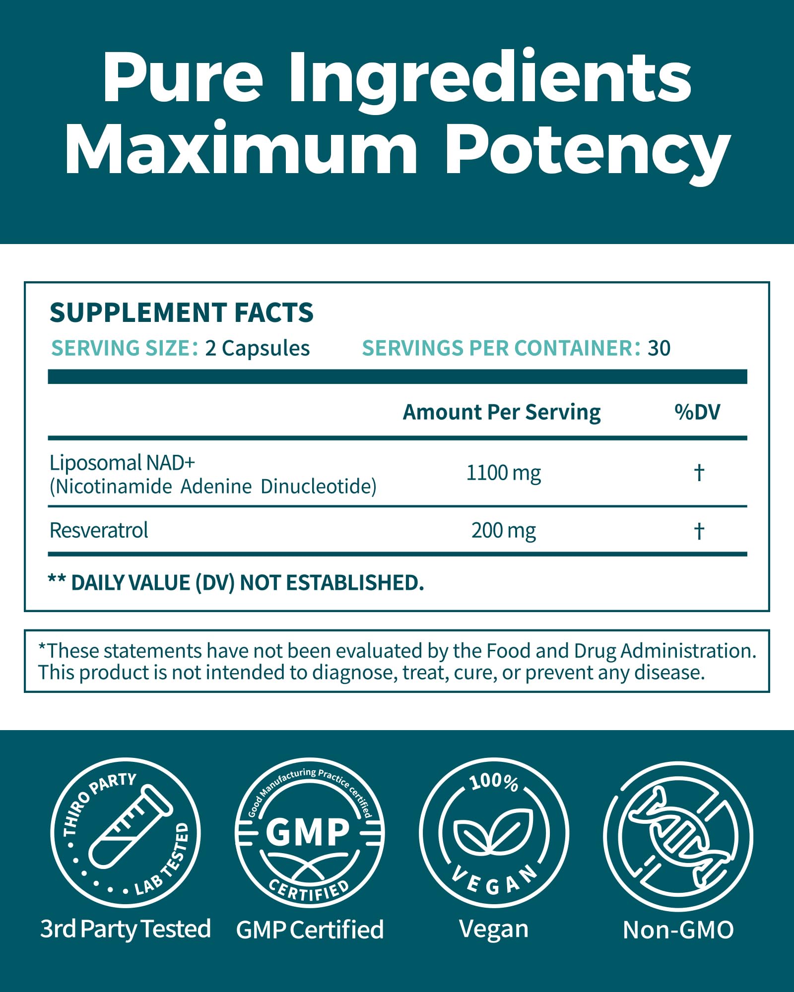 NAD Liposomal NAD+ Supplement 1100mg NAD Plus with Trans-Resveratrol - Support Cellular Health, Skin, Energy & Anti Aging for Women and Men - 30 Servings — Amazon image 5