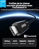 Anker Prime Thunderbolt 5 Cable, 3.3 FT USB C to USB-C Cable, 240W Charging, 80Gbps Data Transfer, 8K/4K Displays, for MacBook Pro, iPhone 17/16/15, iPad Pro,and More - 2