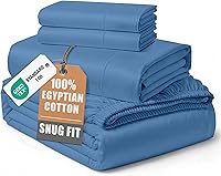 Vista 24 de Sábanas 100% de Algodón Egipcio Tamaño Queen - Naturalmente Refrescantes y Transpirables, Juego de Sábanas Queen de 4 Piezas con Tejido de Satén