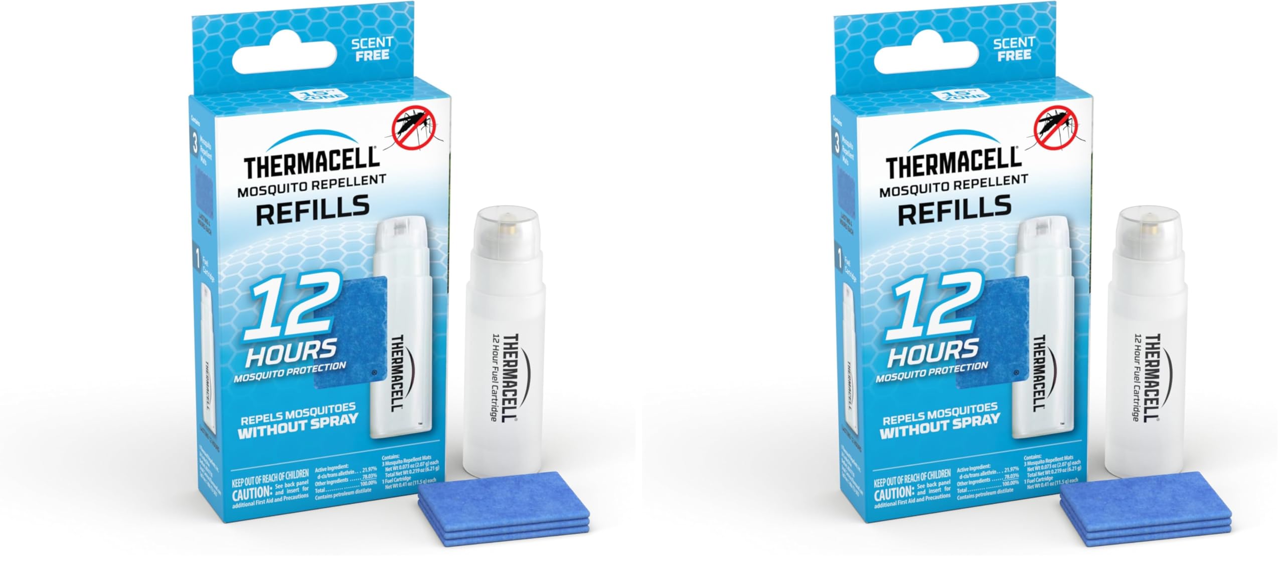 Thermacell Mosquito Repellent Refills; Compatible with Any Fuel-Powered Thermacell Repeller; Highly Effective, Long Lasting, No Spray or Mess; 15 Foot Zone of Mosquito Protection (Pack of 2)
