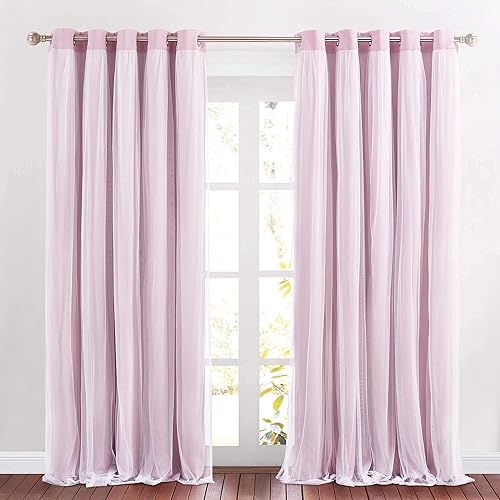 Miniatura 23 de PONY DANCE Cortinas para Sala de 84 Pulgadas de Largo - Cortinas con Capa Traslúcida, 52 Pulgadas de Ancho, Paneles para Tratamiento de Ventanas,