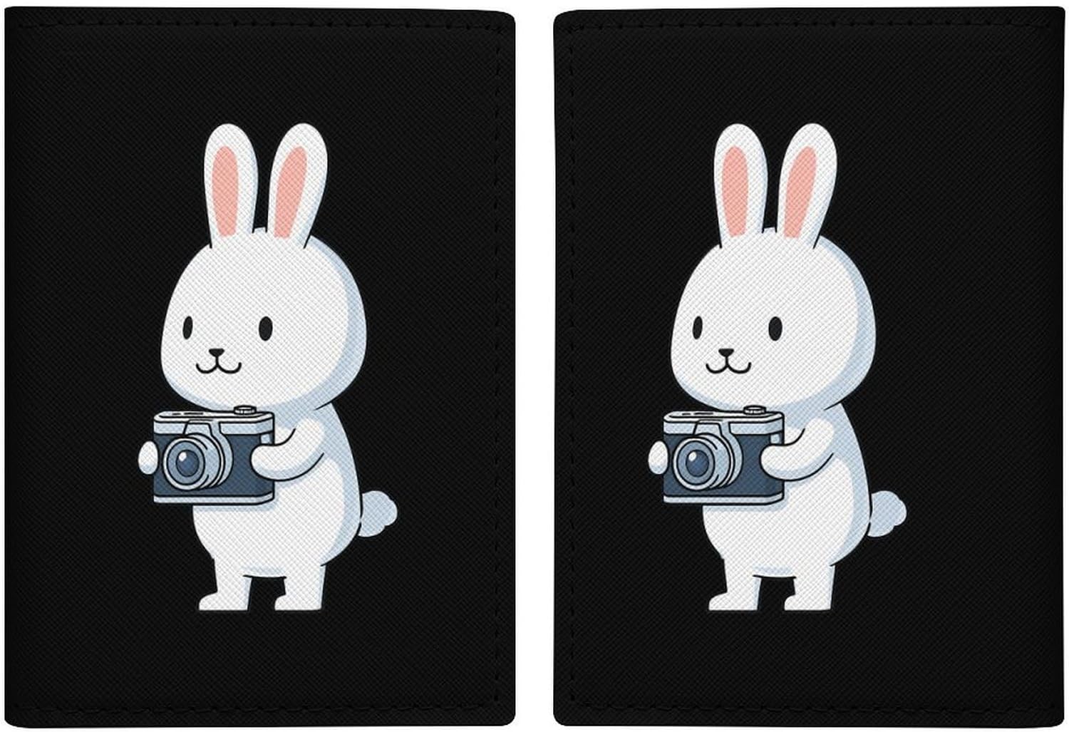 Rabbits Holding Camera Passport Holders Cover Protector Card Case