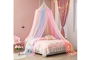 Mengersi Rainbow Bed Canopy for Girls with Lights