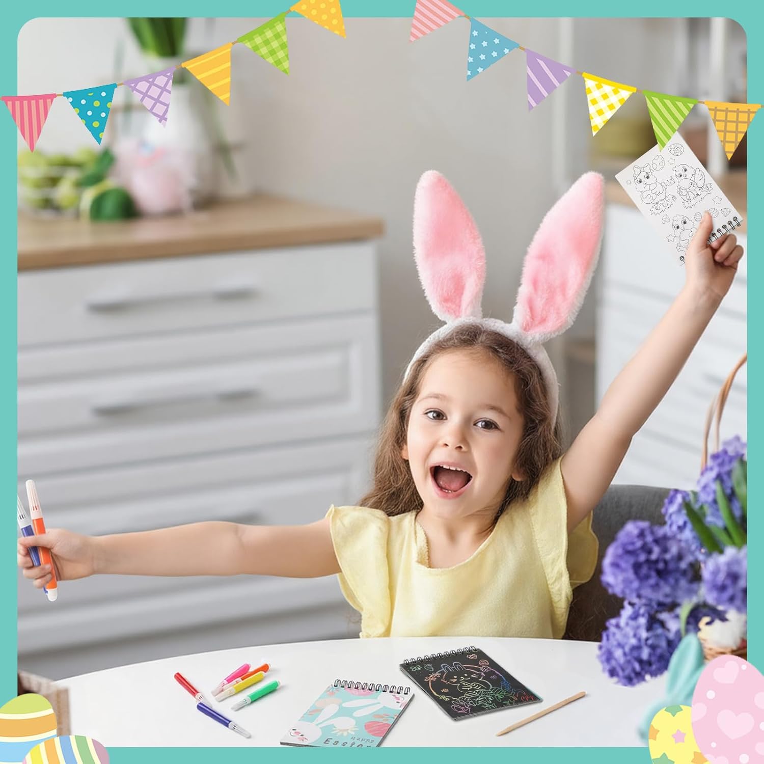 24 Pack Easter Classroom Gifts for Students Rainbow Scratch Crafts Art Mini Coloring Books School Classroom Crafts Prize Teacher Gifts Bulk Easter Basket Stuffers Party Favors for Kids - Image 5