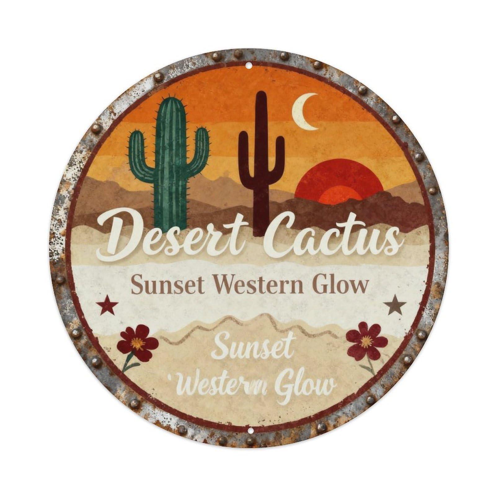 Desert Cactus Metal Tin Sign Plaque