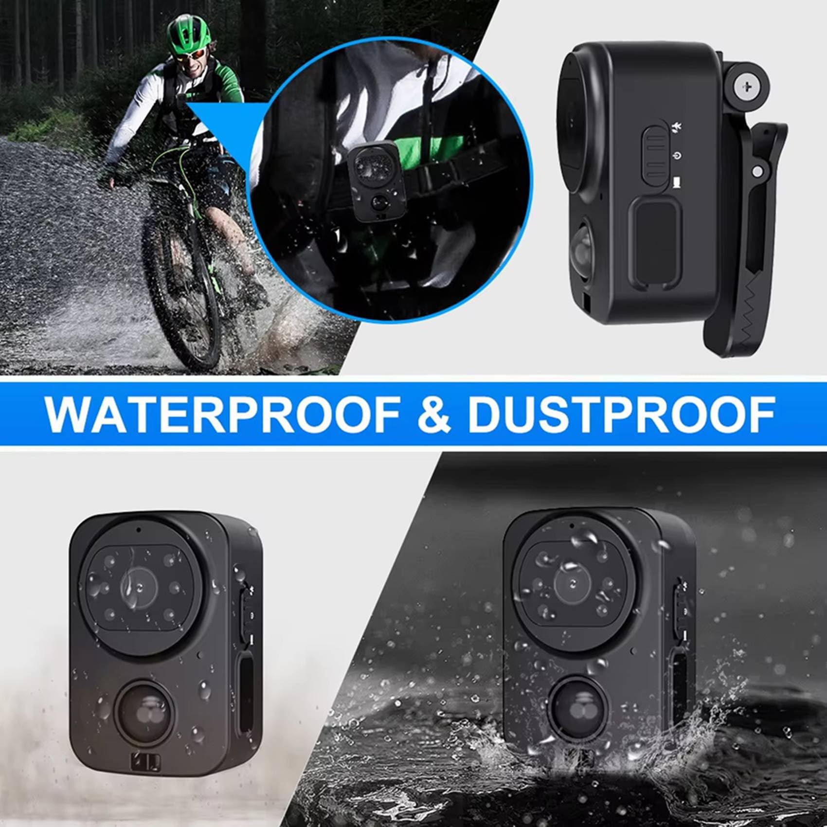 2X PD01 Caméra Étanche 1080P Caméras De Poche FHD Batterie Longue Durée PIR Enregistreur Vidéo Sport DV Vélo Action Cam Carte Mémoire