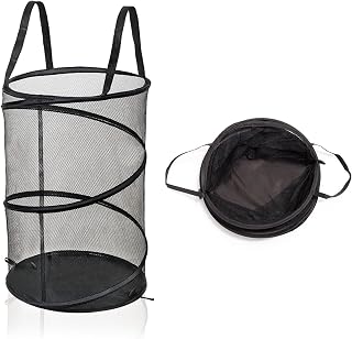 Laundry Basket Mesh, Large Foldable Laundry Hamper Pop Up with Durable Handles, Portable Mesh Washing Laundry Basket Bag Great for Home Kids Room College Dorm Travel
