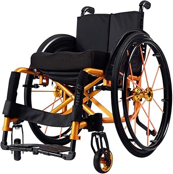 Lightweight Aluminium Frame Wheelchair - Self Propelled Manual with Swing Leg Rest - Load 100 Kg - Comfortable Ergonomic Sport Wheelchair