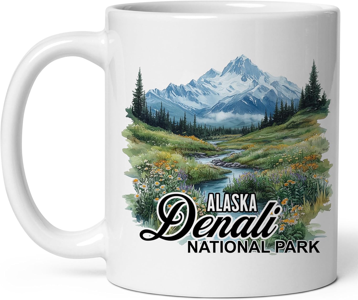 Denali National Park Alaska Ceramic Coffee Mug 11oz Snowcapped Peak - Tea Coffee Mug with Comfortable Grip - Unique Travel Gift Cup for Office or Home - Vibrant Long-Lasting Print ID44991