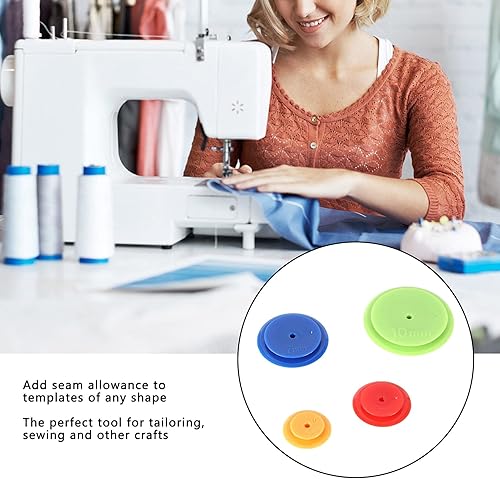 Miniatura 2 de Juego de 4 ruedas de trazado de 4 tamaños, juego de marcadores de admisión de costuras de diferentes tamaños, rueda de trazado de retazos redondos