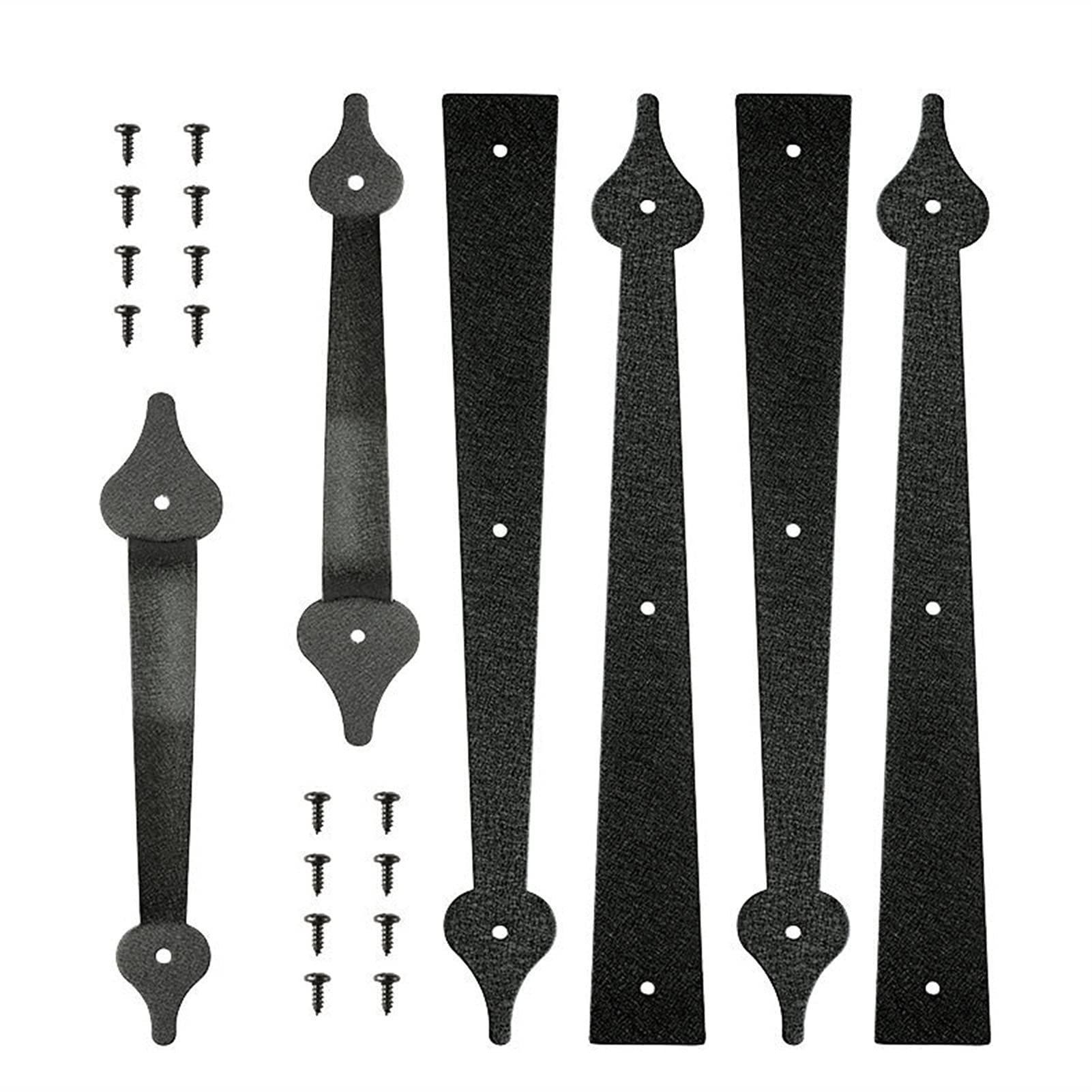 Kit porte de garage en acier au carbone avec 4 charnières et 2 poignées noires