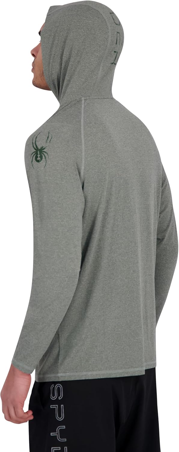 Spyder Men's Hooded Long Sleeve Rashguard – Quick-Dry Swim Shirt Sun Protection, Performance Hoodie