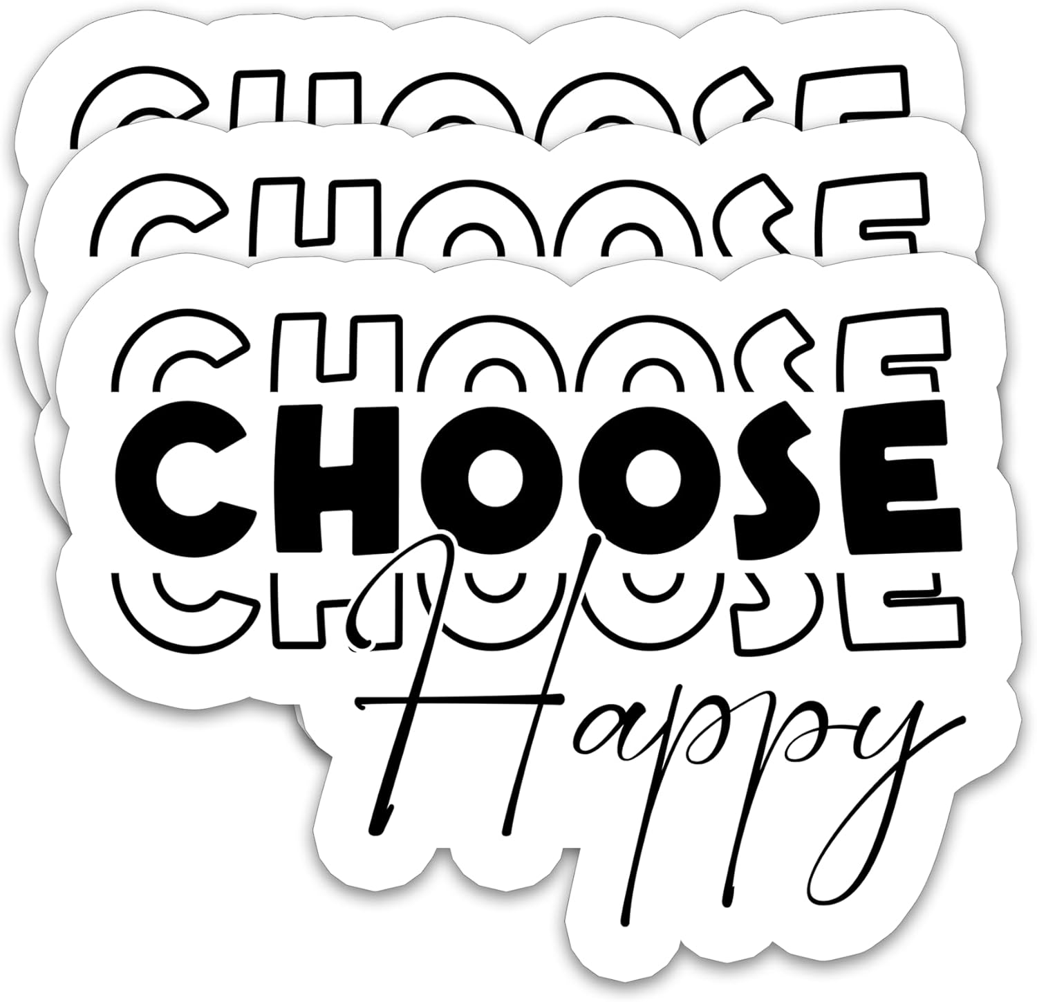(3Pcs) Choose Happy Sticker, Inspirational Vinyl Decal Mental Health Motivational Quote Sticker for Women, Teens, Waterproof Vinyl Decal for Water Bottles, Laptops, Phones, Tumblers, Size 3 x 2.2 Inch