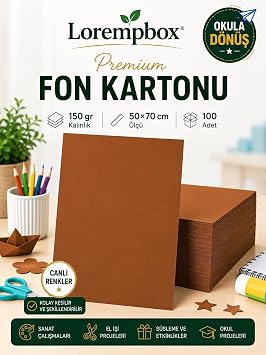 Lorempbox Premium Renkli Fon Kartonu 50x70 cm 150 gr 100 Adet Kahverengi